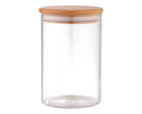 Банка з бамбуковою кришкою 10*15см