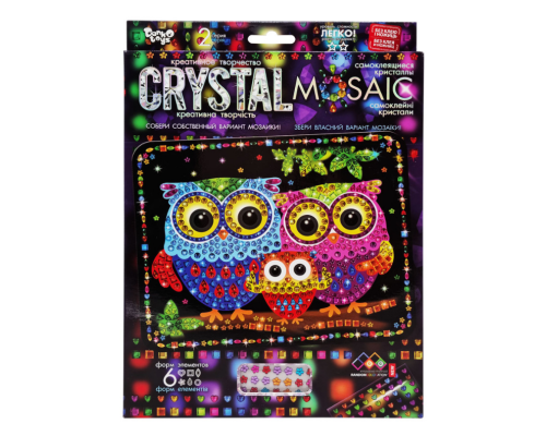 Креативна творчість "Crystal mosaic Сови" Danko Toys CRM-02-10, 6 форм елементів