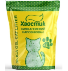 Наповнювач для туалету 3,6л Хвостик силікагель дрібний з зеленими гранулами