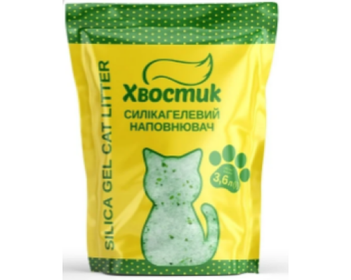 Наповнювач для туалету 3,6л Хвостик силікагель дрібний з зеленими гранулами