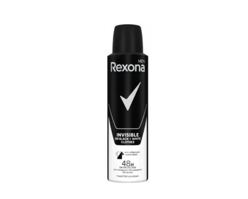 Дезодорант-антиперспірант для чоловіків Rexona Невидимий на чорному і білому, 150 мл
