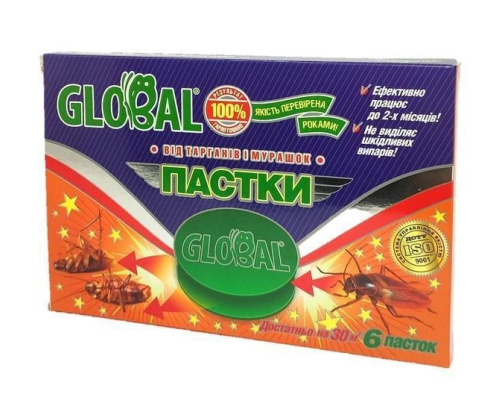 Пастка від тарганів та мурашок Global 6шт (40)