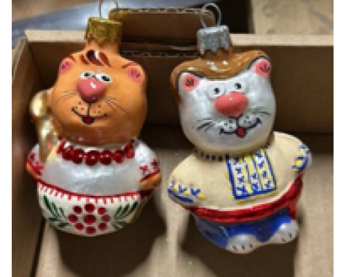 Скляна іграшка 1238 Кіт українець