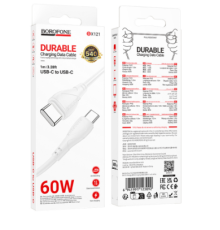 Кабель USB Borofone BX121 Type-C to Type-C 60W (Білий)