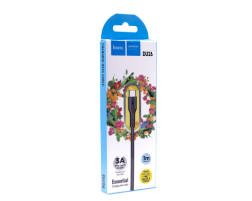 Кабель USB Hoco DU26 Long 8mm Plug Type-C 3A (Чорний)