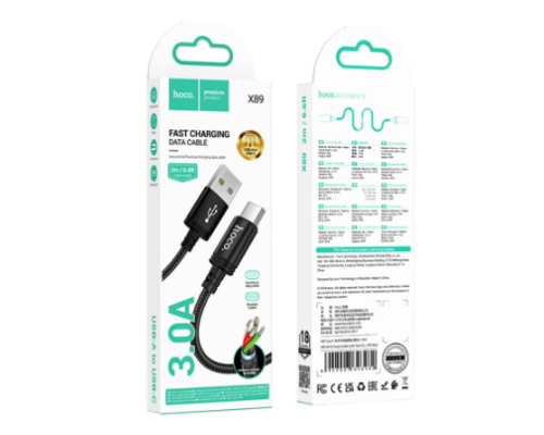 Кабель USB Hoco X89 Type-C 3A 2m (Чорний)