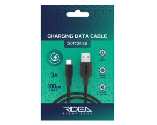 Кабель USB Ridea RC-M124 Soft Silico Type-C 3A (Чорний)