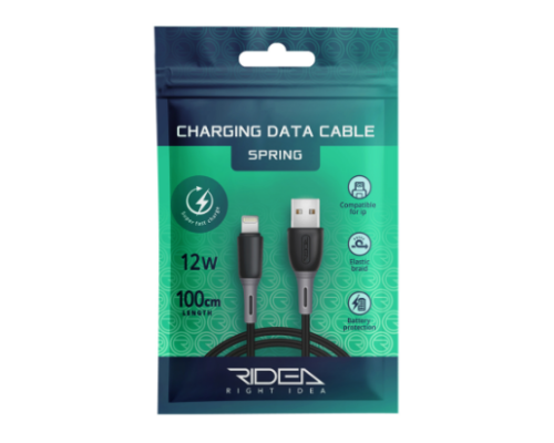 Кабель USB Ridea RC-M133 Spring 12W Lightning (Чорний)