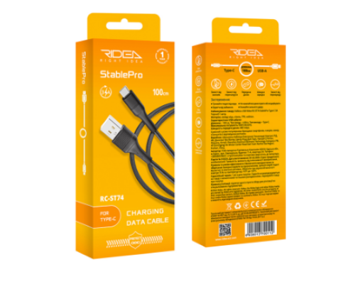 Кабель USB Ridea RC-ST74 StablePro Type-C 3A (Чорний)