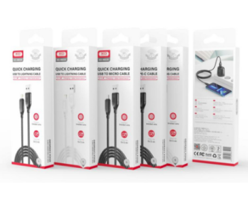 Кабель USB XO NB235 Zebra series Braided 2.4A Micro (Бiлий)