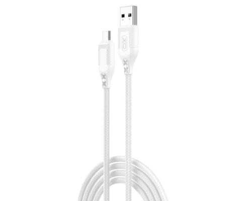 Кабель USB XO NB235 Zebra series Braided 2.4A Micro (Бiлий)