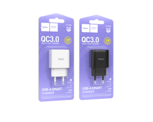 Мережевий Зарядний Пристрій Hoco C140A 1USB QC 18W (Чорний)