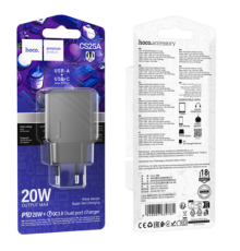 Мережевий Зарядний Пристрій Hoco CS25A 1USB-C/1USB PD/QC 20W (Чорний)