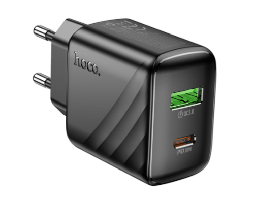 Мережевий Зарядний Пристрій Hoco CS25A 1USB-C/1USB PD/QC 20W (Чорний)