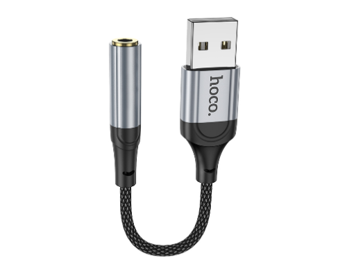Перехідник Hoco LS36 Sound Card USB to AUX 3.5mm (female) 12cm (Чорний)