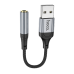 Перехідник Hoco LS36 Sound Card USB to AUX 3.5mm (female) 12cm (Чорний)