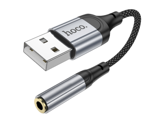 Перехідник Hoco LS36 Sound Card USB to AUX 3.5mm (female) 12cm (Чорний)