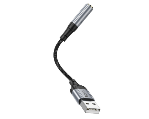 Перехідник Hoco LS36 Sound Card USB to AUX 3.5mm (female) 12cm (Чорний)