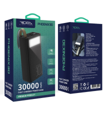 Універсальна Мобільна Батарея Ridea RP-D30L Phoenix30 10W digital display + lamp 30000 mAh (Чорний)