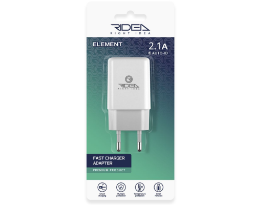 Мережевий Зарядний Пристрій Ridea RW-11011 Element 2.1 A (Бiлий)