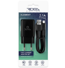 Мережевий Зарядний Пристрій + Micro USB Ridea RW-11111 Element 2.1 A (Чорний)