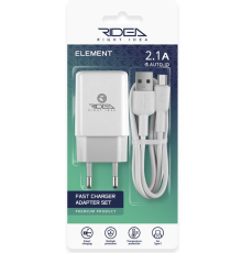 Мережевий Зарядний Пристрій + USB–Type-C Ridea RW-11211 Element 2.1 A (Бiлий)