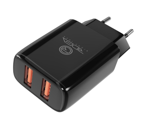 Мережевий Зарядний Пристрій 2USB 2.1 A Ridea RW-21011 Element Duo (Чорний)
