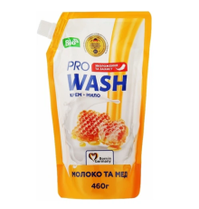 PRO WASH Рідке крем-мило дой-пак 460г Молоко та мед