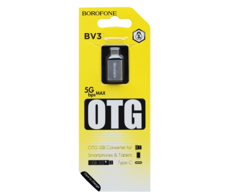 Перехідник Borofone BV3 OTG USB - Type-C (Сталевий)