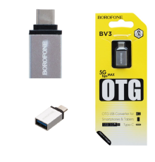 Перехідник Borofone BV3 OTG USB - Type-C (Сталевий)