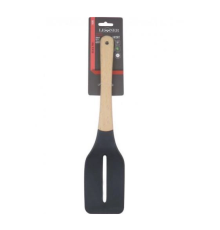 Лопатка з прорізями нейлонова з дерев'яною ручкою 10207 Lessner Black Pro