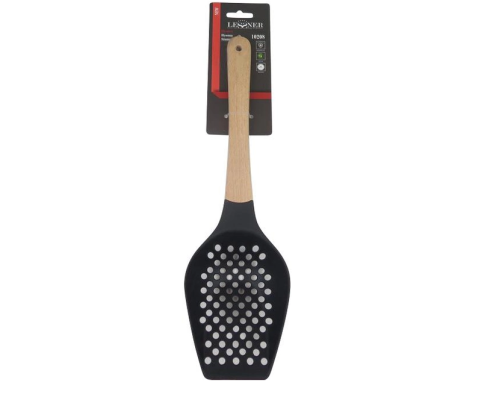 Шумовка нейлонова з дерев\'яною ручкою 10208 Lessner Black Pro New