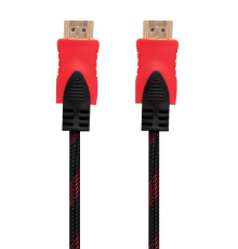 Кабель HDMI- HDMI 1.4V 3m (Тканинний провід) (Чорно-Червоний)