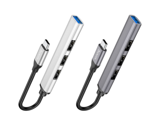 Хаб USB Hoco HB26 4 in 1 adapter(Type-C to USB3.0+USB2.0*3) (Срібло)