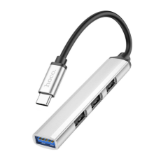 Хаб USB Hoco HB26 4 in 1 adapter(Type-C to USB3.0+USB2.0*3) (Срібло)