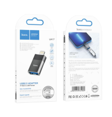 Перехідник Hoco UA17 iP Male to USB female USB2.0 adapter (Чорний)