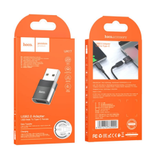 Перехідник Hoco UA17 USB Male to Type-C female USB2.0 adapter (Чорний)