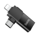 Перехідник Hoco UA17 iP male/Type-C male to USB female two-in-one (Чорний)