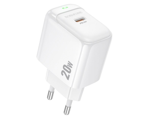 Мережевий Зарядний Пристрій Borofone BAS43A 1USB-C PD/QC 20W (Бiлий)
