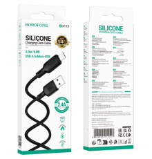 Кабель USB Borofone BX113 Silicone Micro 2.4A 3m (Чорний)