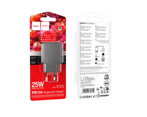 Мережевий Зарядний Пристрій Hoco CS24A 1USB-C PD/QC 25W (Чорний)