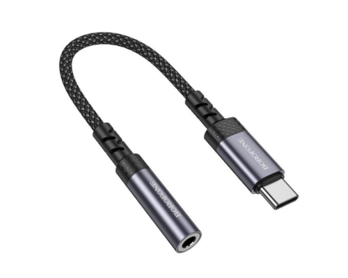 Перехідник Borofone BV24 Type-C to AUX 3.5mm (female) 15cm (Сiрий)