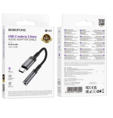 Перехідник Borofone BV24 Type-C to AUX 3.5mm (female) 15cm (Сiрий)
