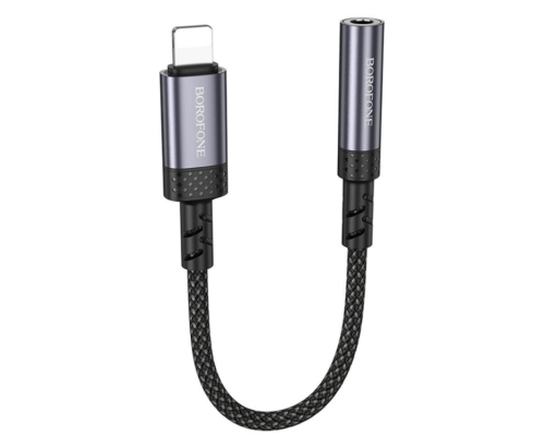 Перехідник Borofone BV24 iP to AUX 3.5mm (female) 15cm (Сiрий)