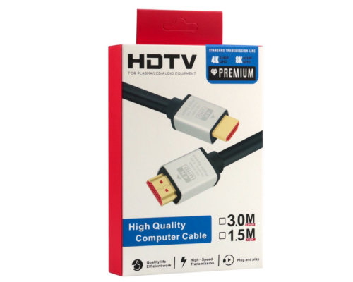 Кабель HDMI- HDMI 2.0V 3m 4K Premium (Чорний)
