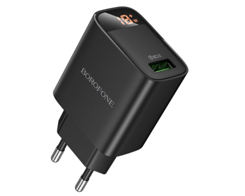 Мережевий Зарядний Пристрій Borofone BA95A 1USB QC 18W Led Display (Чорний)