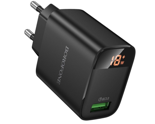 Мережевий Зарядний Пристрій Borofone BA95A 1USB QC 18W Led Display (Чорний)