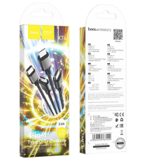 Кабель USB Hoco X76 4-in-1 IP+2Type-C+Micro 2A (Чорний)