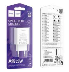 Мережевий Зарядний Пристрій Hoco C143A 1USB-C PD/QC 20W (Бiлий)