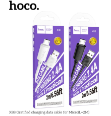 Кабель USB Hoco X88 Gratified Micro 2.4A 2m (Чорний)